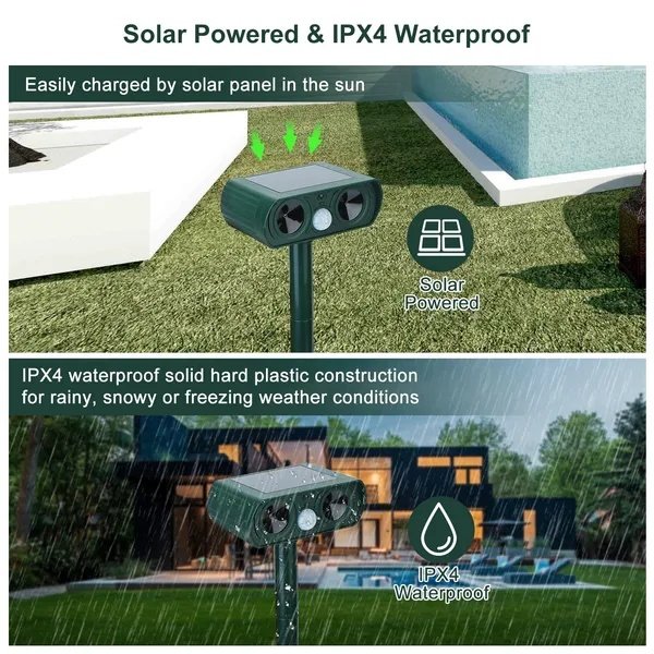 Ultrasonic Rat Repellent, Solar Motion Sensor, Rat Repellent IPX4 Waterproof, Suitable For Outdoor Use In Farms, Gardens, Courtyards