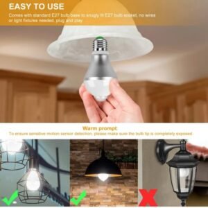 E27 Motion Sensor Light Bulb 9W/5W 1000LM 6500K Dusk To Dawn Automatic On/Off LED Light Bulb Indoor Outdoor Use - Image 5