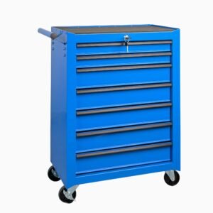 7-Drawer Rolling Tool Storage Cabinet With Detachable Top Tool Box, Universal Lockable Wheels, Adjustable Shelf, Locking Mechanism, Metal Tool Cart For Garage Workshop,Twilight Sea Blue - Image 9
