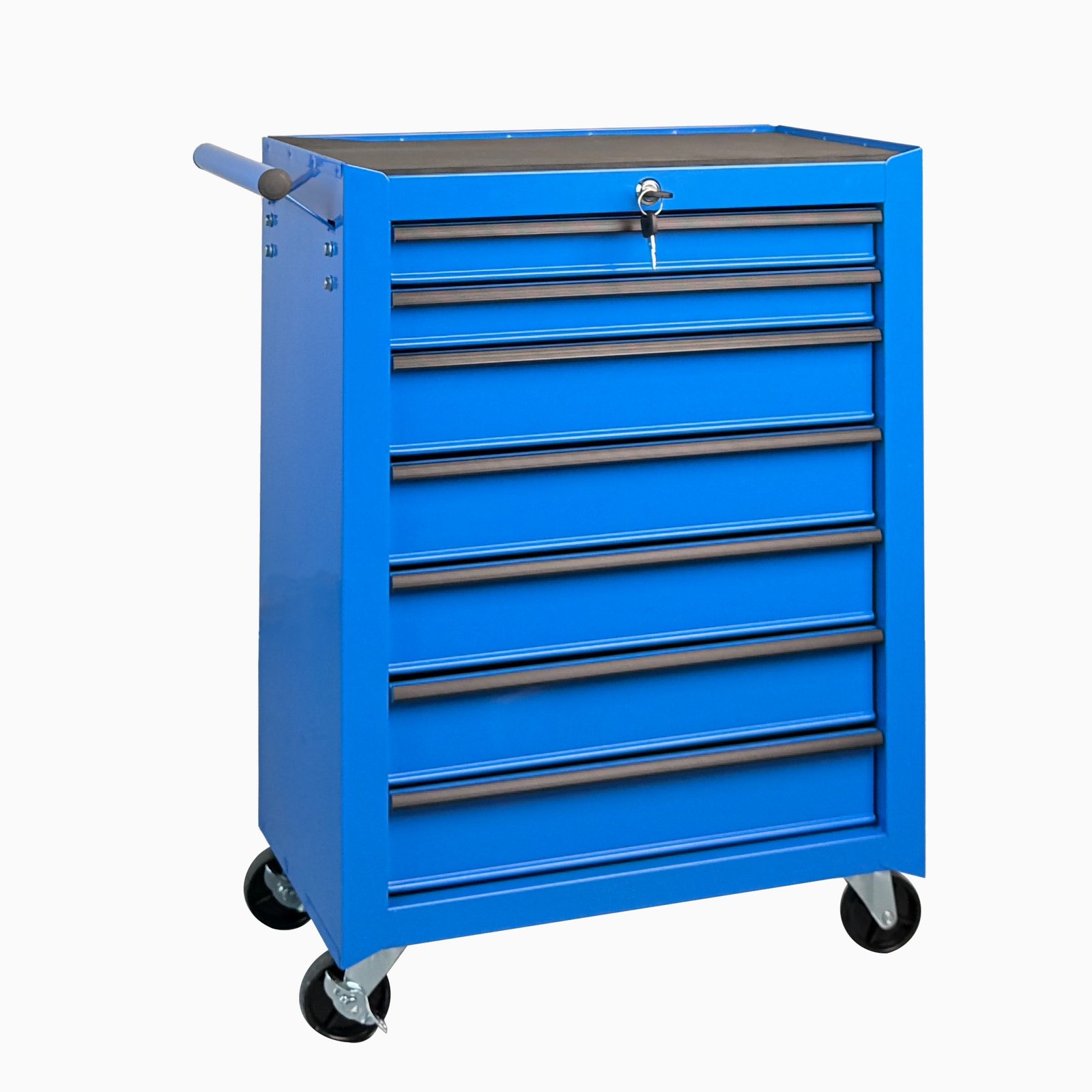 7-Drawer Rolling Tool Storage Cabinet With Detachable Top Tool Box, Universal Lockable Wheels, Adjustable Shelf, Locking Mechanism, Metal Tool Cart For Garage Workshop,Twilight Sea Blue - Image 1