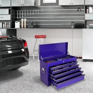 Heavy Duty Metal Tool Box, 24-inch, Portable Metal Tool Box with 9 Drawers, Small Tool Chest with EVA Liners, Ball Bearing Slide Drawers Locking & Powder Coated Finish, Multi-Function Tool Organizer - Image 7