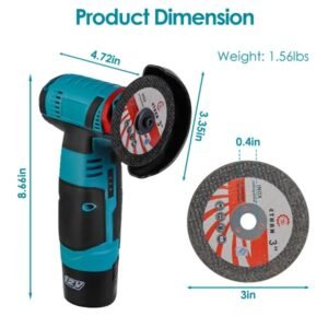 12V Cordless Mini Angle Grinder Hand Polishing Grinding Machine Cordless Cutter Grinding Tool With 7Pcs Disc 2Pcs 1100mAh Batteries And Charger Hex Key - Image 2