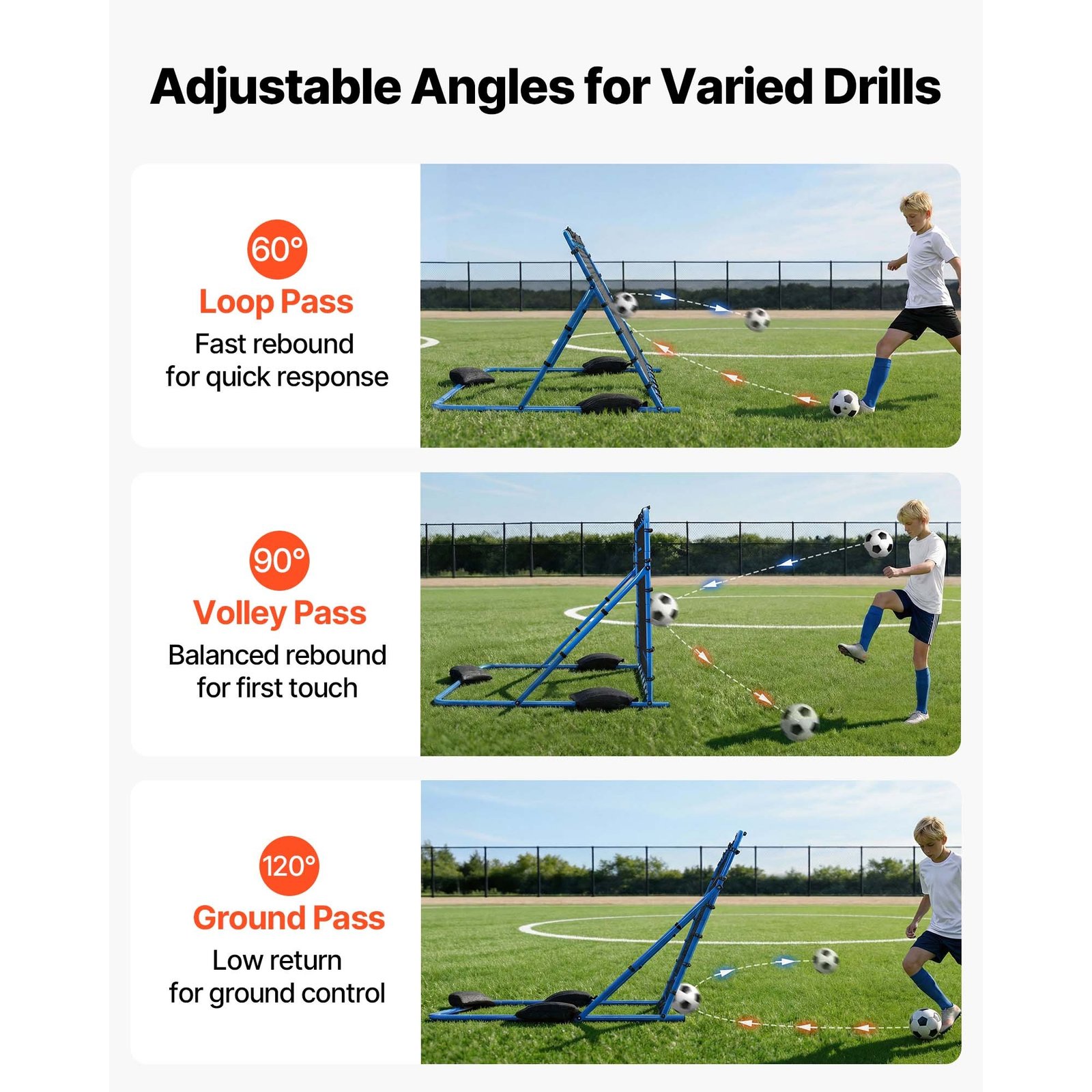 Soccer Rebounder Net, Quick-Switch Angle Soccer Goal Rebounder For Control, Passing Practice, Heavy-Duty Iron Frame & PE Net, Easy Setup Ball Training Aids & Equipment For Teens&Adults,6 X 4 Ft - Image 4