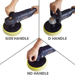 Car Buffer Polisher Rotary Variable Speed Car Polishing Machine 7 Inch Car Detailing Kit With D And Side Handle, Woolen Fleece Hood, Terry Polishing Bonnet, Sanding Discs - Image 6