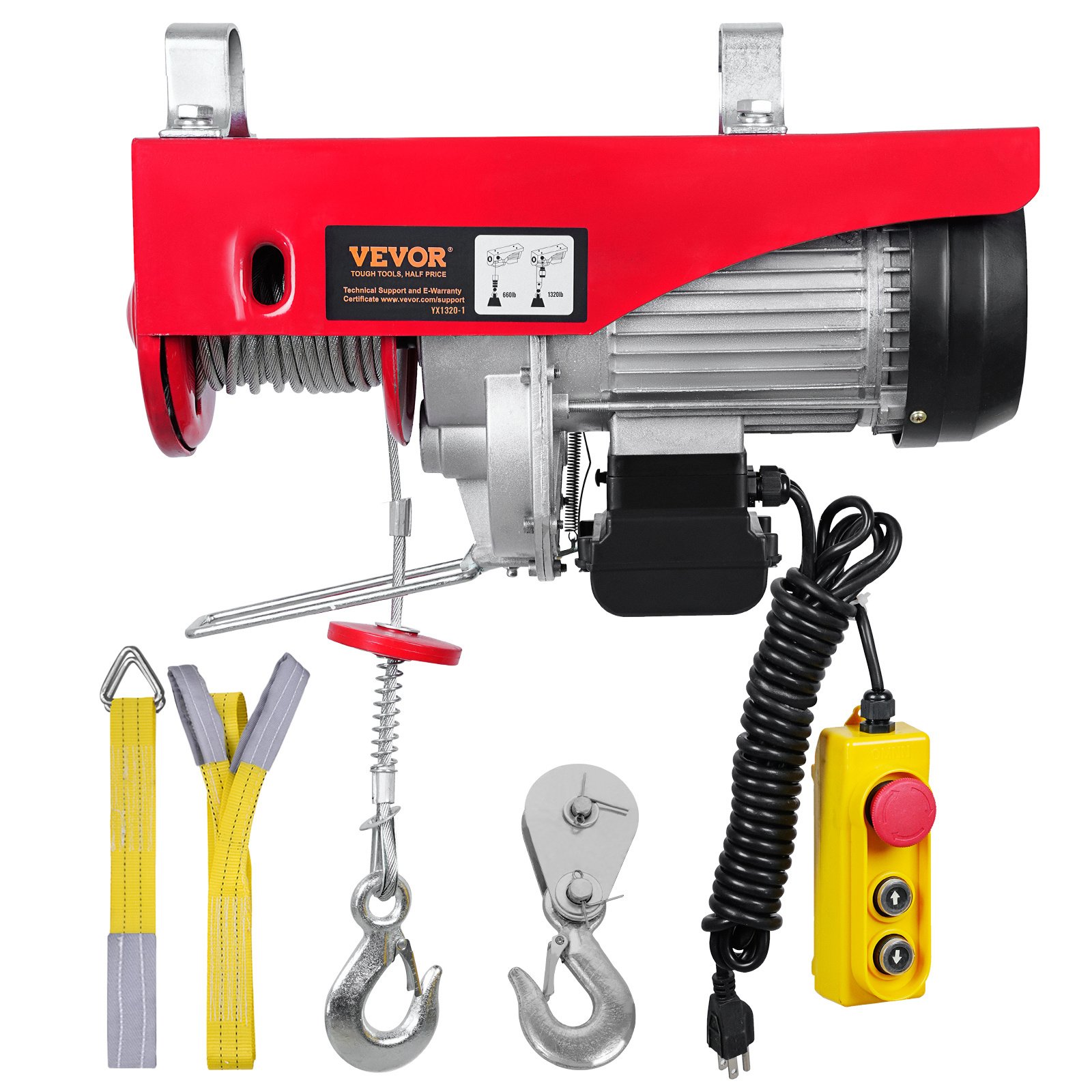 VEVOR Electric Hoist, 1320 Lbs Lifting Capacity, 1150W 110V Electric Steel Wire Winch With 14ft Wired Remote Control, 40ft Single Cable Lifting Height & Pure Copper Motor, For Garage Warehouse Factory - Image 10