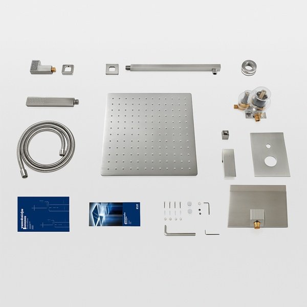 Male NPT Brushed Nickel Shower System, 12 Inch Shower Fixtures Rain Shower Head With Handheld Shower Spray, Wall Mount[Unable Ship Weekends, TK/TEMU Only For Pickup]