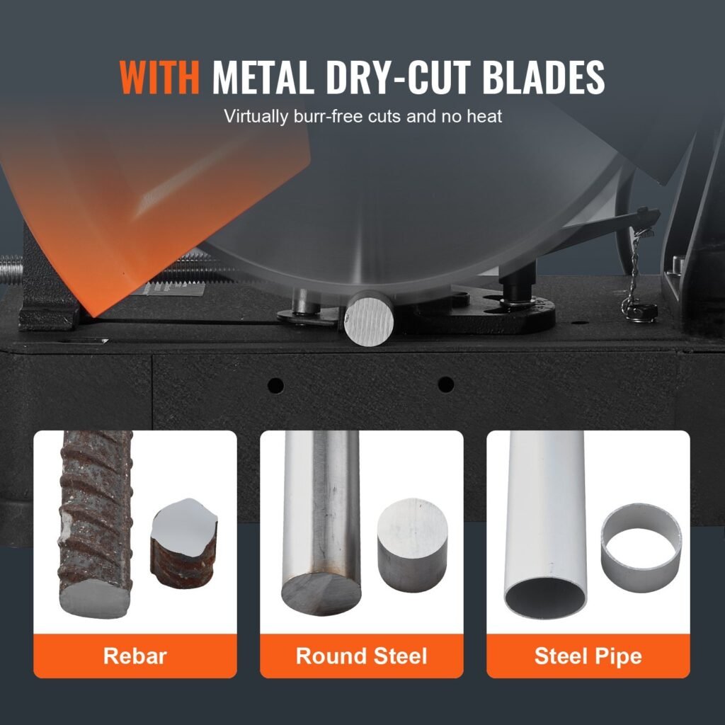 Chop Saw,14'355mm Blade Diameter Cut Off Saw, 2800W 1200RPM Steel Cutting Machine, 0-45' Adjustable Dry Cut Chop Saw, Miter Saw For Cutting Metal Cold Cut Saw For Steel, Rebar, Iron, Aluminum