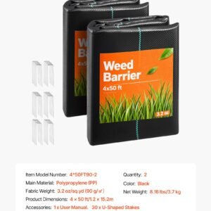 Weed Barrier Fabric Heavy Duty, 2 Packs 4x50FT 3.2oz Weed Blocker Fabric, Woven Landscape Fabrics, Garden Fabrics Weeds Barrier, Weeds Control Ground Cover, Geotextile Webbing, Black - Image 6
