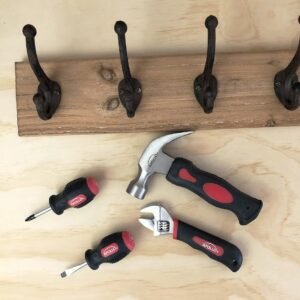 Apollo Tools 4 Piece Stubby Tool Set Mini Hammer Screwdriver And Wrench Red - Image 5