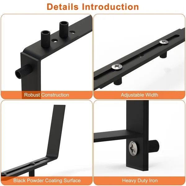 4Pcs Adjustable Planter Box Brackets Flower Box Holders Window Boxes Planters Hooks No Drill Railing Planter Mounts For Windowsills Garden Fences Balcony