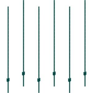 6 Feet Fence Post 6 Pack U-Channel Heavy Duty Metal Fence Posts Green - Image 1