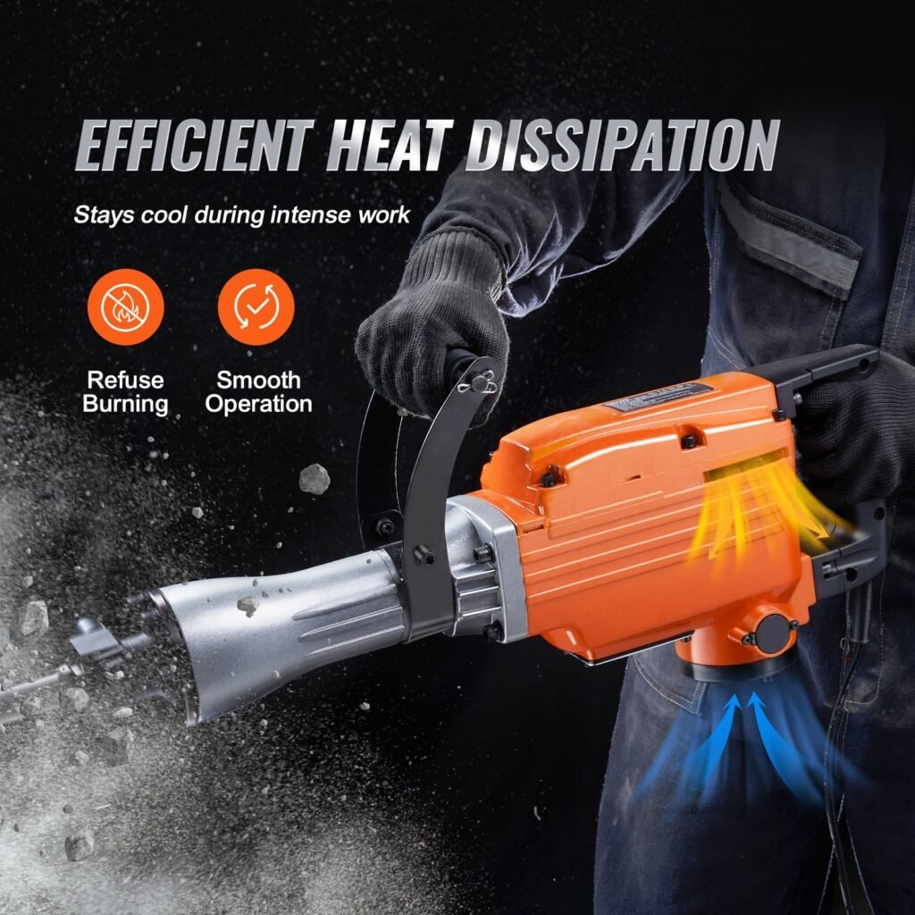 Demolition Jack Hammer Concrete Breaker 2200W Electric Hammer 2 Chisel Bits