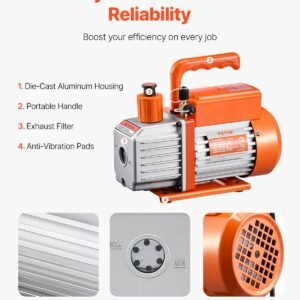 Vacuum Pump 5 CFM HVAC Single Stage Rotary Vane Vacuum Pump Oil Included - Image 4
