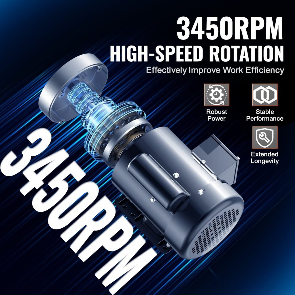 1HP Electric Motor 3450 Rpm, AC 115V/230V, 56C Frame, Air Compressor Motor Single Phase, 5/8' Keyed Shaft, CW/CCW Rotation For Agricultural Machinery And General Equipment