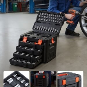 Mechanics Tool Set, 256-Piece Mechanic Tool Kit, 1/4 In, 3/8 In, And 1/2 In Drive, SAE And Metric Socket Set, Wrenches, Screwdriver Bits, Accessories, And Storage Case, For Automotive Repair - Image 6