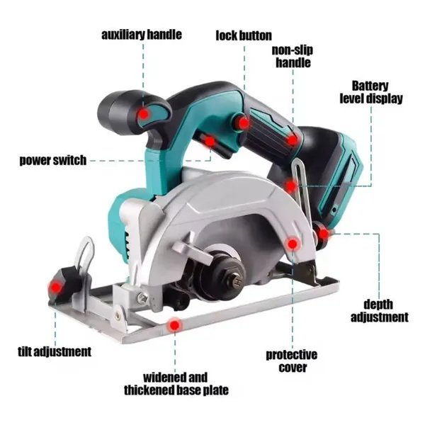 Battery Hand Circular Saw 125mm, Compatible With Makita 18V Cordless Brushless Saw DE