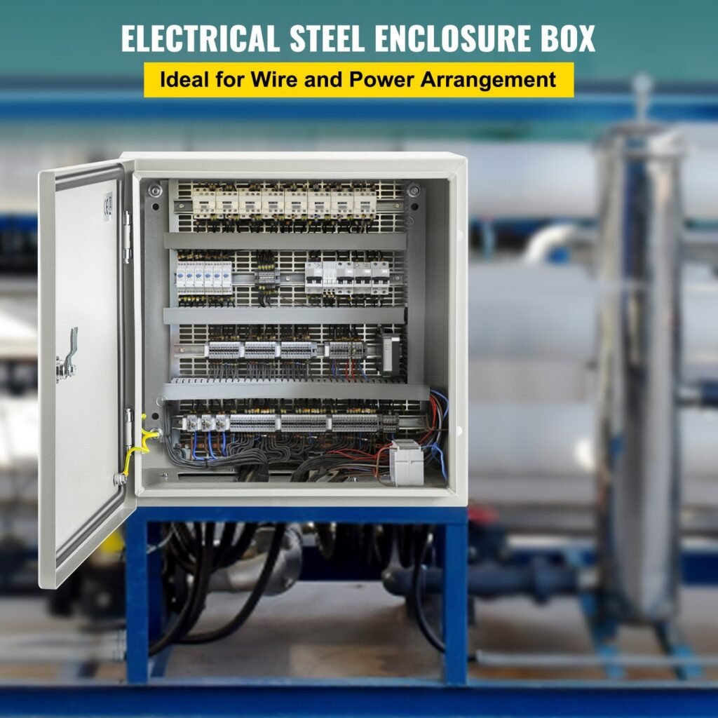 NEMA Steel Enclosure, 16 X 16 X 8'' NEMA 4X Steel Electrical Box, IP66 Waterproof & Dustproof, Outdoor/Indoor Electrical Junction Box, With Mounting Plate