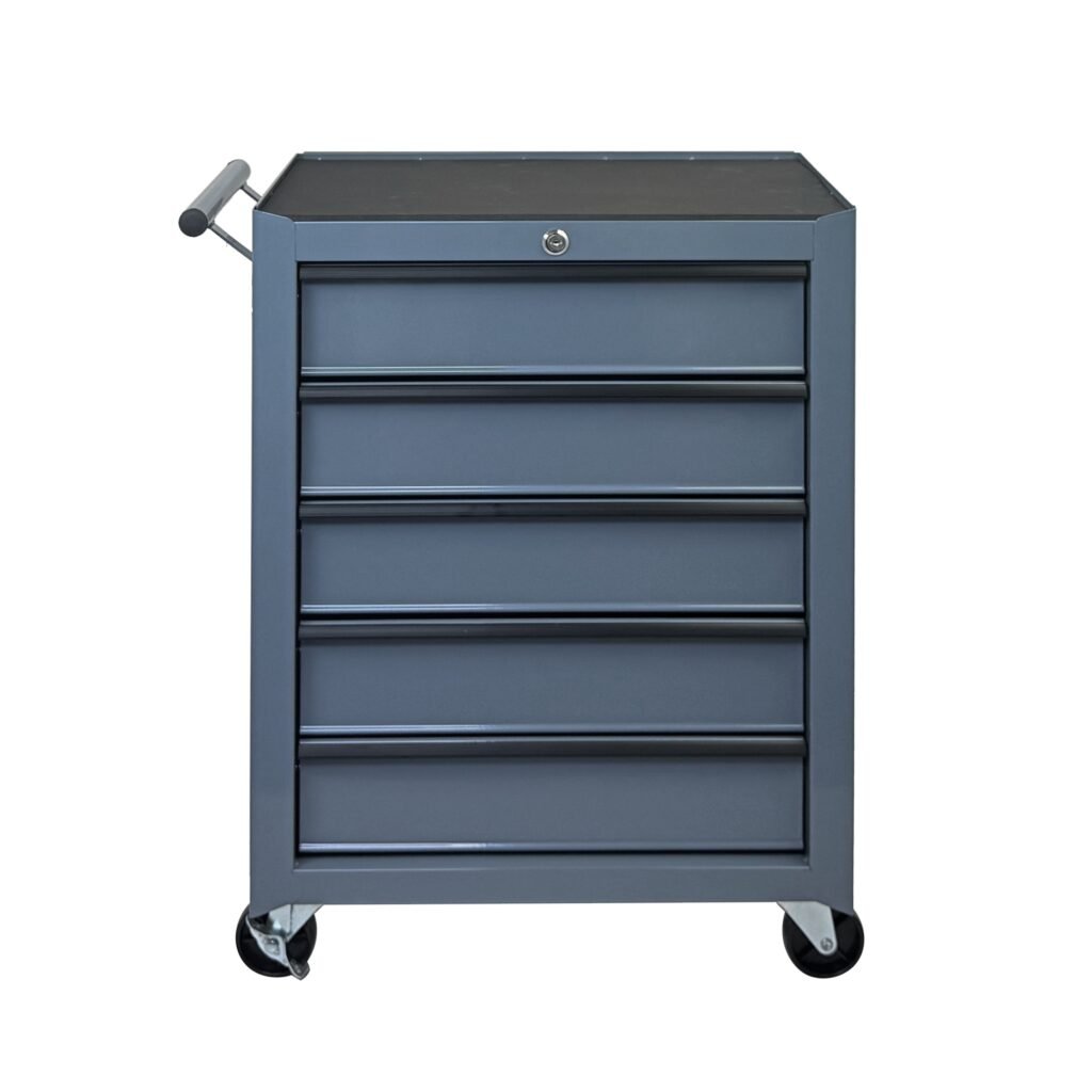 5-Drawer Rolling Tool Storage Cabinet With Detachable Top Tool Box, Universal Lockable Wheels, Adjustable Shelf, Locking Mechanism, Metal Tool Cart For Garage Workshop