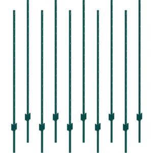 5 Feet Fence Post 10 Pack T-Post Heavy Duty Metal Fence Posts Green - Image 1