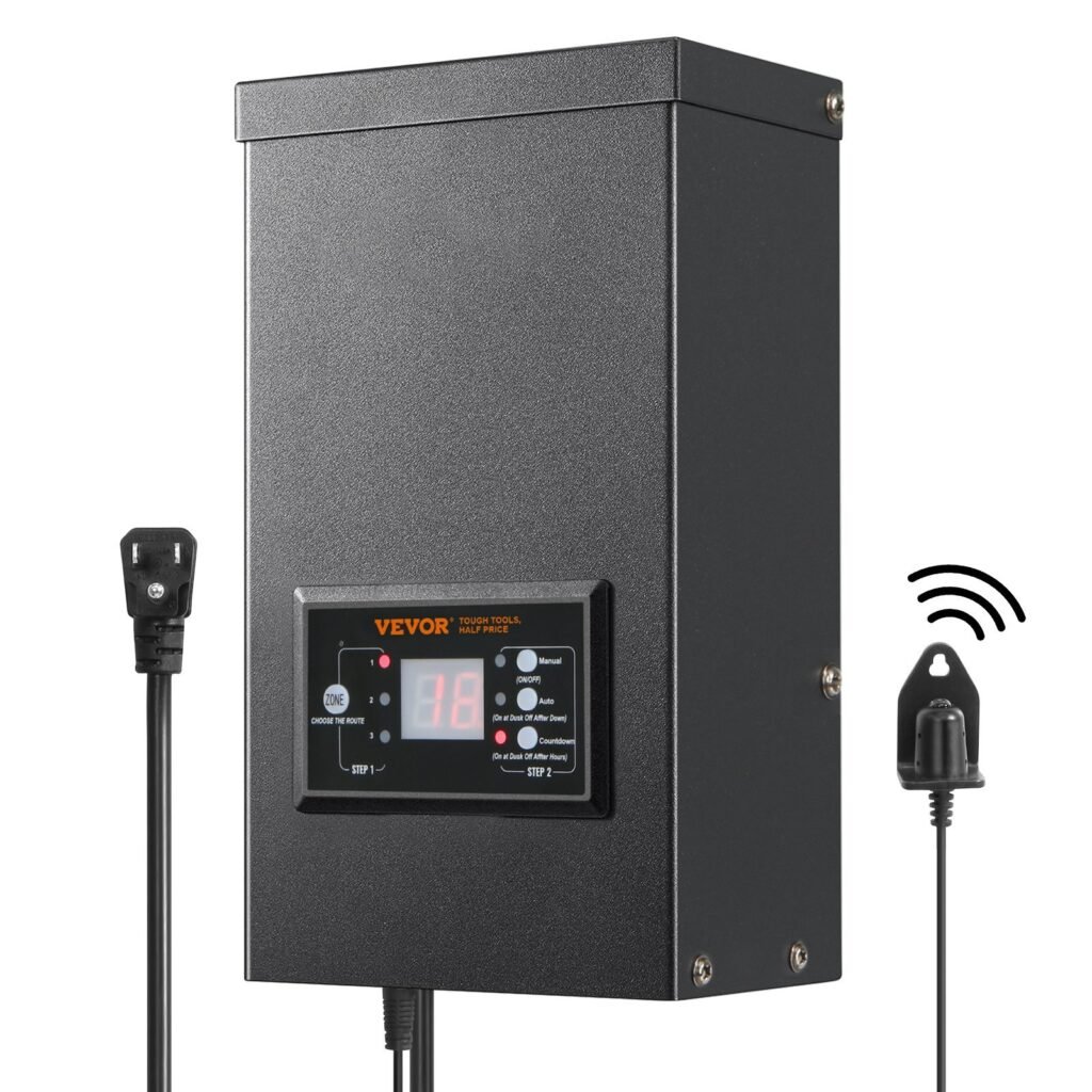 300W Low Voltage Landscape Transformer With Timer And Photocell Sensor, Waterproof Landscape Lighting Transformer, 120V AC To 12V/14V AC For Outdoor, Spotlight, Pathway Light, Pool Light, ETL