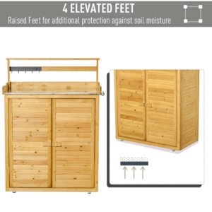 Backyard Garden Tool Storage Shed, Outdoor Storage & Potting Bench with 2 Magnetic Close Doors & Large Interior Storage Space - Image 5