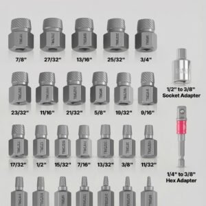 Screw Extractor Set, 27 Pieces Hex Head Multi-Spline Easy Out Bolt Extractor Tool, With Adapters, Solid Storage Case, Cr-Mo Steel Stripped Bolt Remover For Removing Rounded, Broken Bolts, Screws - Image 5