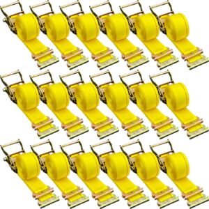 E Track Ratchet Strap, 18PCS 2' X 15' E-Track Straps 4400 LBS Breaking Strength, With Polyester Webbing & Spring Fitting & Ratchets, Durable Tie-Downs For Motorcycles, Tire, Trailer Loads - Image 1