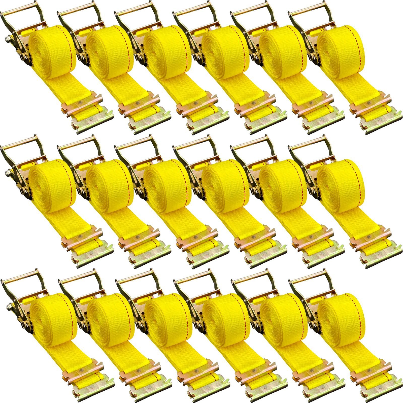 E Track Ratchet Strap, 18PCS 2' X 15' E-Track Straps 4400 LBS Breaking Strength, With Polyester Webbing & Spring Fitting & Ratchets, Durable Tie-Downs For Motorcycles, Tire, Trailer Loads - Image 1