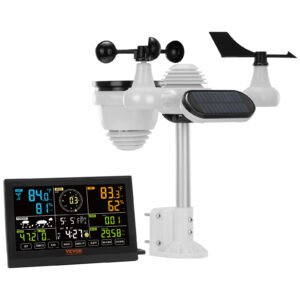 VEVOR 7-in-1 Wireless Weather Station, 7.5 In Large Color Display, Digital Home Weather Station Indoor Outdoor, For Temperature Humidity Wind Speed,Direction Rain UV, With Forecast Data, Alarm, Alerts - Image 1