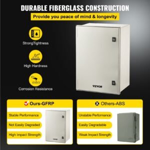 NEMA Steel Enclosure, 24 X 16 X 9'' NEMA 4X Fiberglass Electrical Box, IP66 Waterproof & Dustproof, Outdoor/Indoor Electrical Junction Box, With Mounting Plate(60 X 40 X 23 Cm) - Image 5