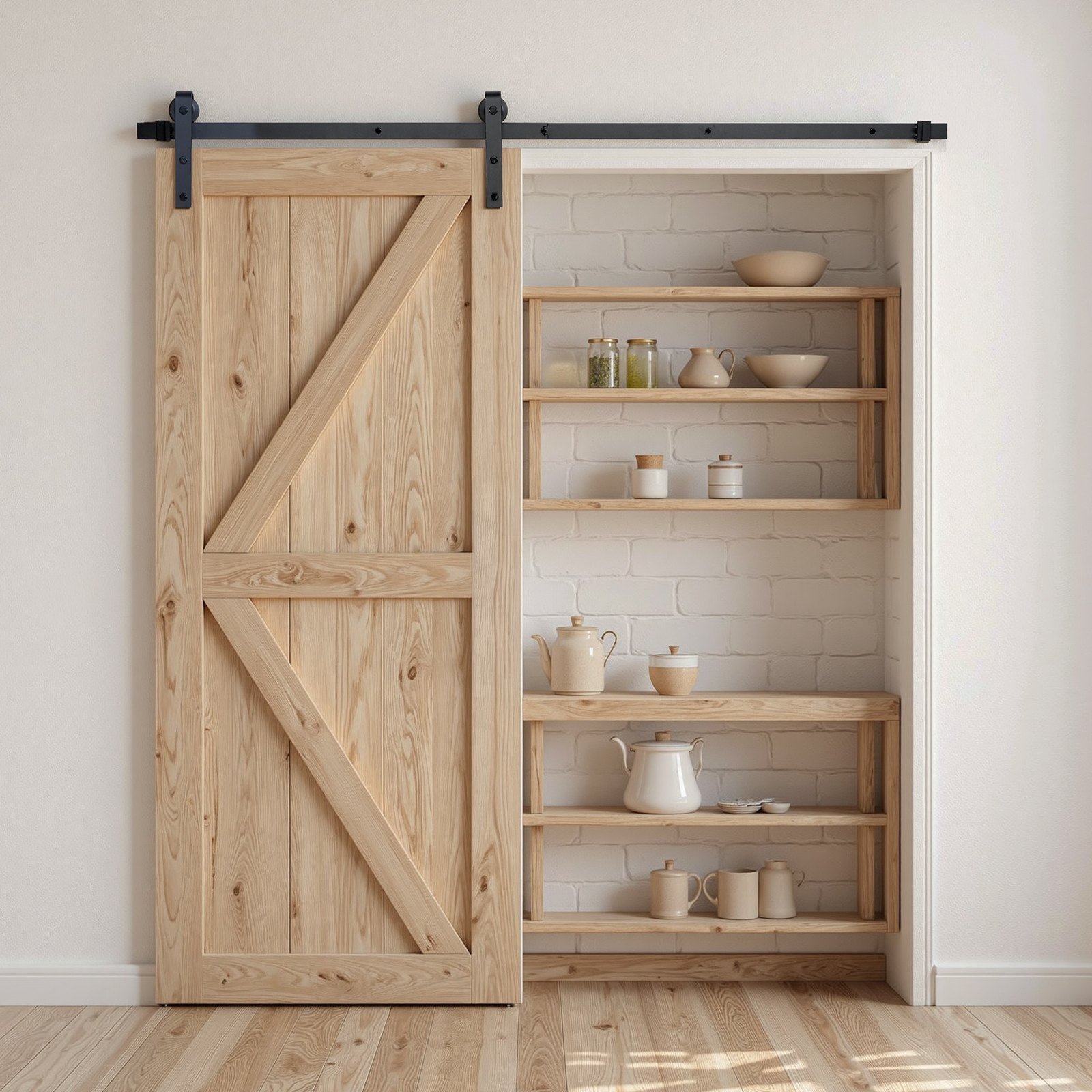 6FT Sliding Barn Door Hardware Kit For Single Sliding Barn Door Black - Image 3