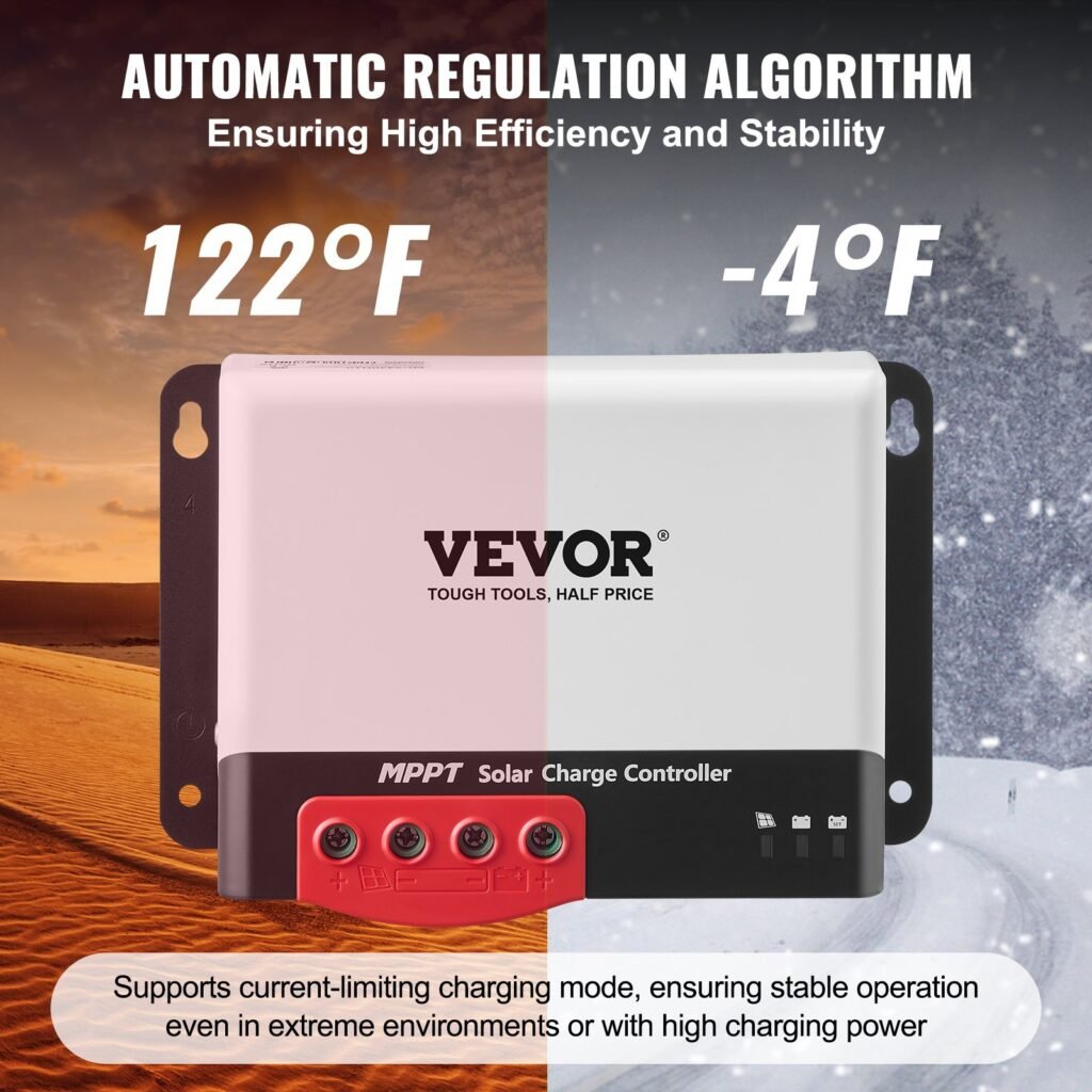 50A MPPT Solar Charge Controller, 12V / 24V Auto DC Input, Solar Panel Regulator Charger With Bluetooth Module, 98% Charging Efficiency For Sealed(AGM), Gel, Flooded And Lithium Battery Charging