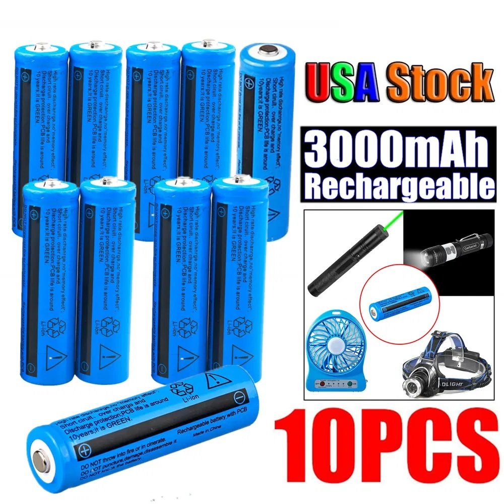 2PCS&4PCS&10PCS&50PCS&100PCS Rechargeable Battery 3000mAH 3.7V Li-ion BRC 11.1 Power Batteries For Flashlight Laser Headlamp