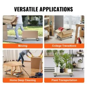 Furniture Dolly, 1000 Lbs Load Capacity, 18' X 30', 4 X 3' PP Swivel Casters, Heavy Duty Hardwood Furniture Moving Dolly, Mover's Dolly, Moving Cart With Wheels For Heavy Furniture Home Cleaning - Image 4