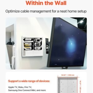 Structured Media Enclosure 14 In Recessed In-Wall TV Media Box With Cover - Image 5
