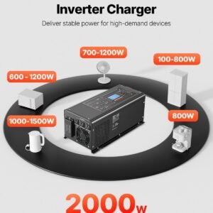 2000W Pure Sine Wave Inverter Charger DC 12V To AC 120V Power Inverter - Image 2