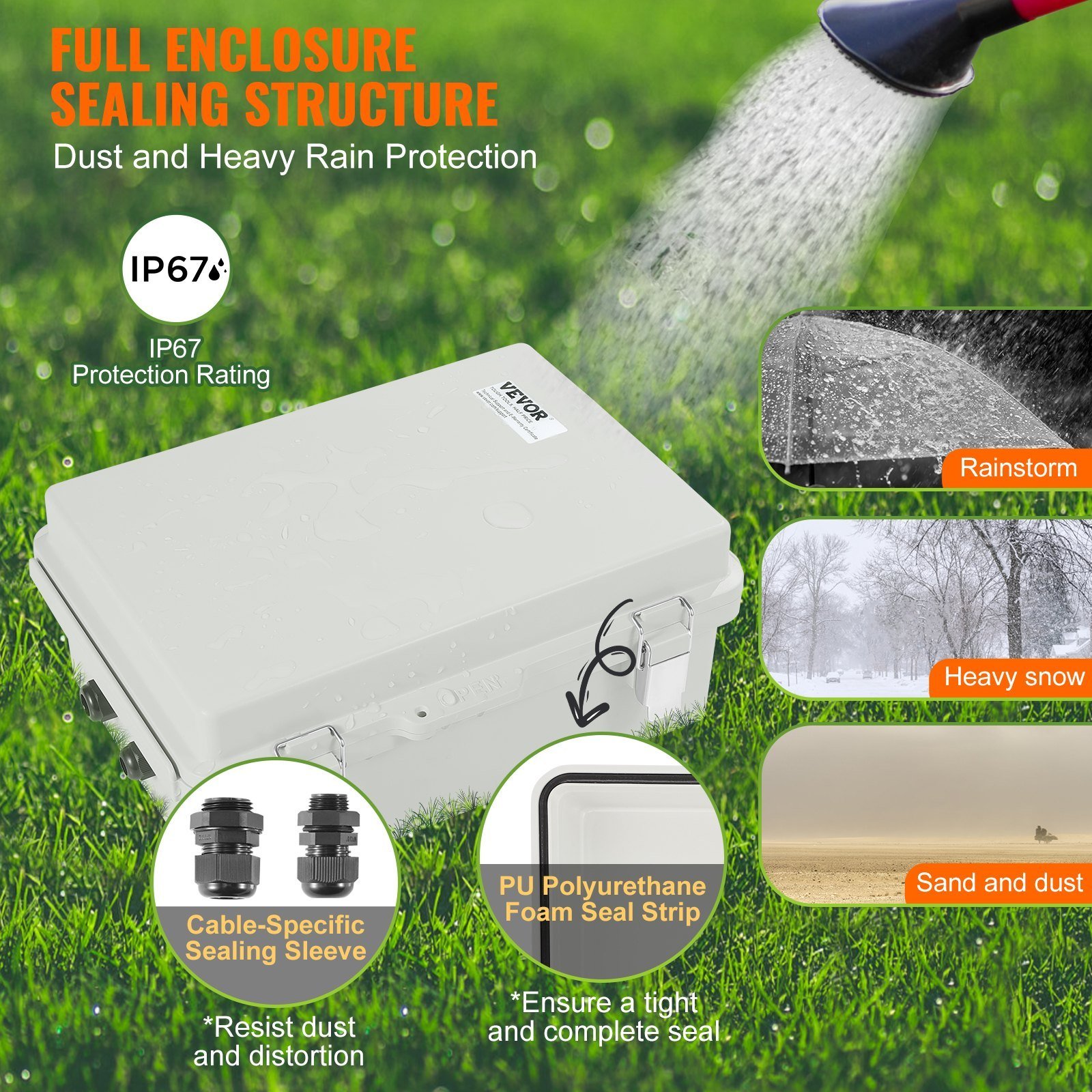 Outdoor Electrical Junction Box, 16.93 X 12.99 X 7.09 In, ABS Plastic Electrical Enclosure Box With Hinged Cover Stainless Steel Latch, IP67 Dustproof Waterproof For Outdoor Electrical Projects - Image 4