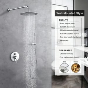 Shower System Shower Faucet Combo Set Wall Mounted With 10" Rainfall Shower Head And Handheld Shower Faucet, Brushed Nickel[Unable Ship Weekends, TK/TEMU Only For Pickup] - Image 3