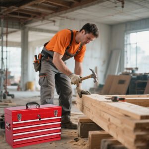 Heavy Duty Metal Tool Box, 21-inch, Portable Metal Tool Box With 4 Drawers, Small Tool Chest With EVA Liners, Ball Bearing Slide Drawers Locking & Powder Coated Finish, Multi-Function Tool Organizer - Image 4