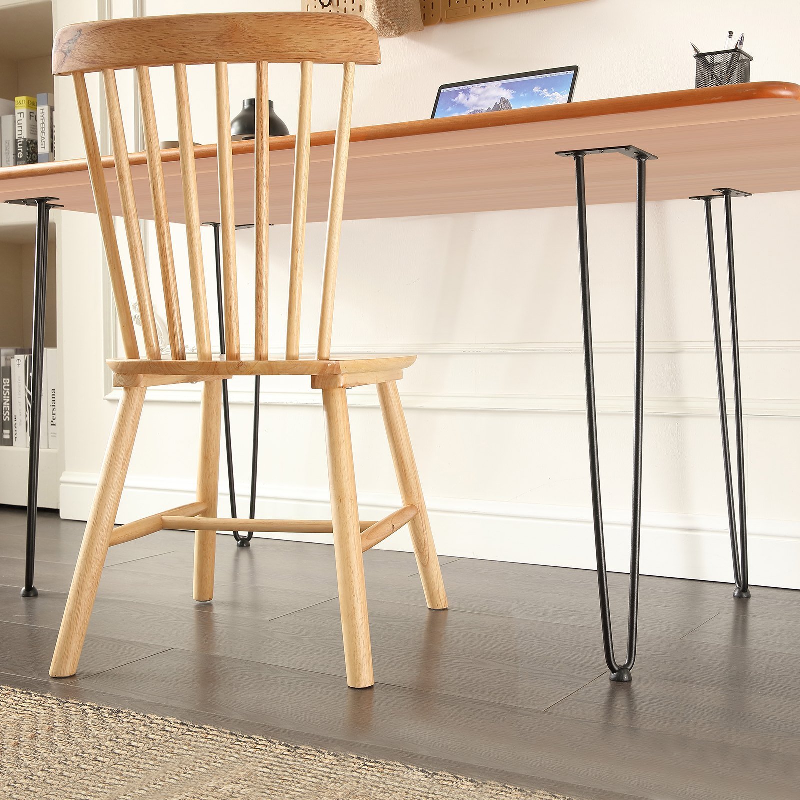 28' Hairpin Furniture Legs, Metal Home DIY Projects For Nightstand, Coffee Table, Desk, 500lbs Load Capacity With Rubber Floor Protectors, Metal Heavy Duty Sturdy Modern Table Legs, 4PCS Black - Image 6
