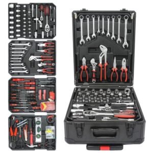 Black Manual Toolbox With 4 Layers Of Tool Sets And Wheels - Image 2