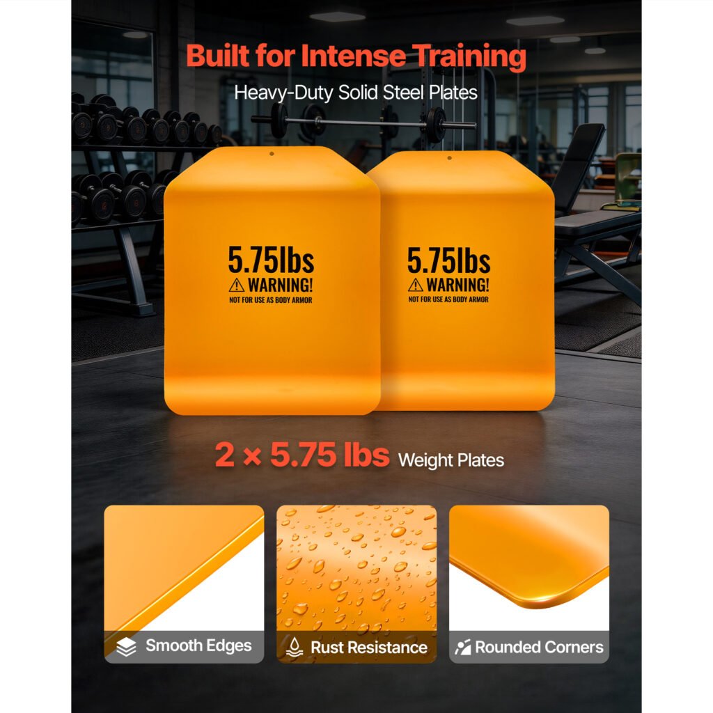 Curved Weight Vest Plates, 5.75 LB Pairs, Premium Steel Tactical Weighted Plates For Vest, Ergonomic Design, For Strength Endurance Training, Running, Jogging, Fitness, Heavy Workouts