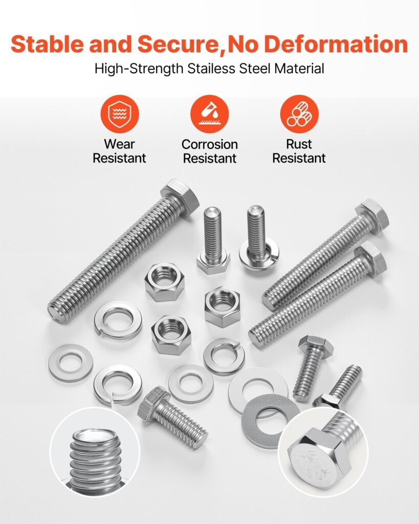 246 Pcs Bolts Nuts Assortment Kit Imperial Stainless Steel For Furniture