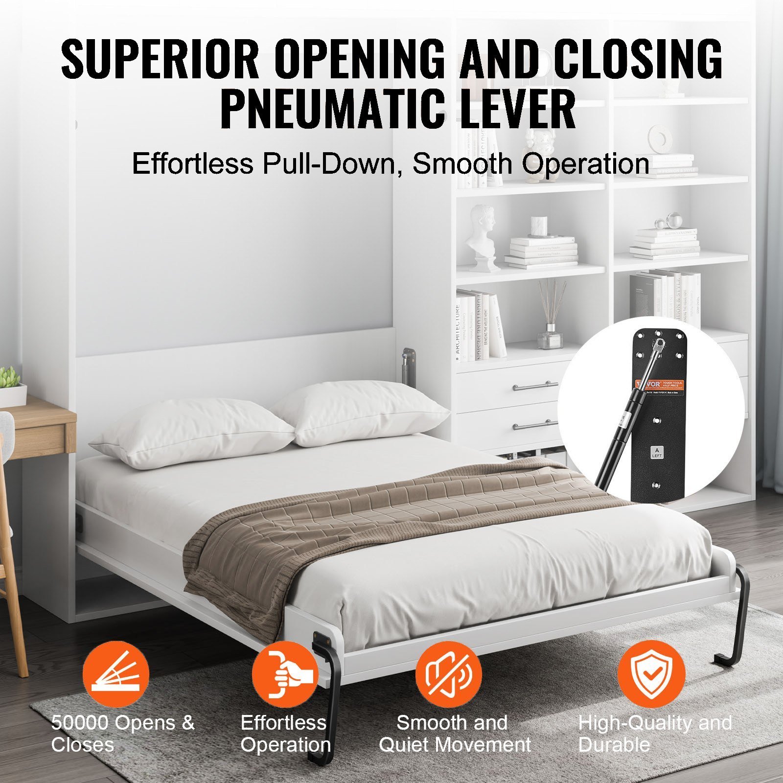Murphy Bed Kit Full Size Vertical Deluxe DIY Wall Bed Hardware Folding - Image 2