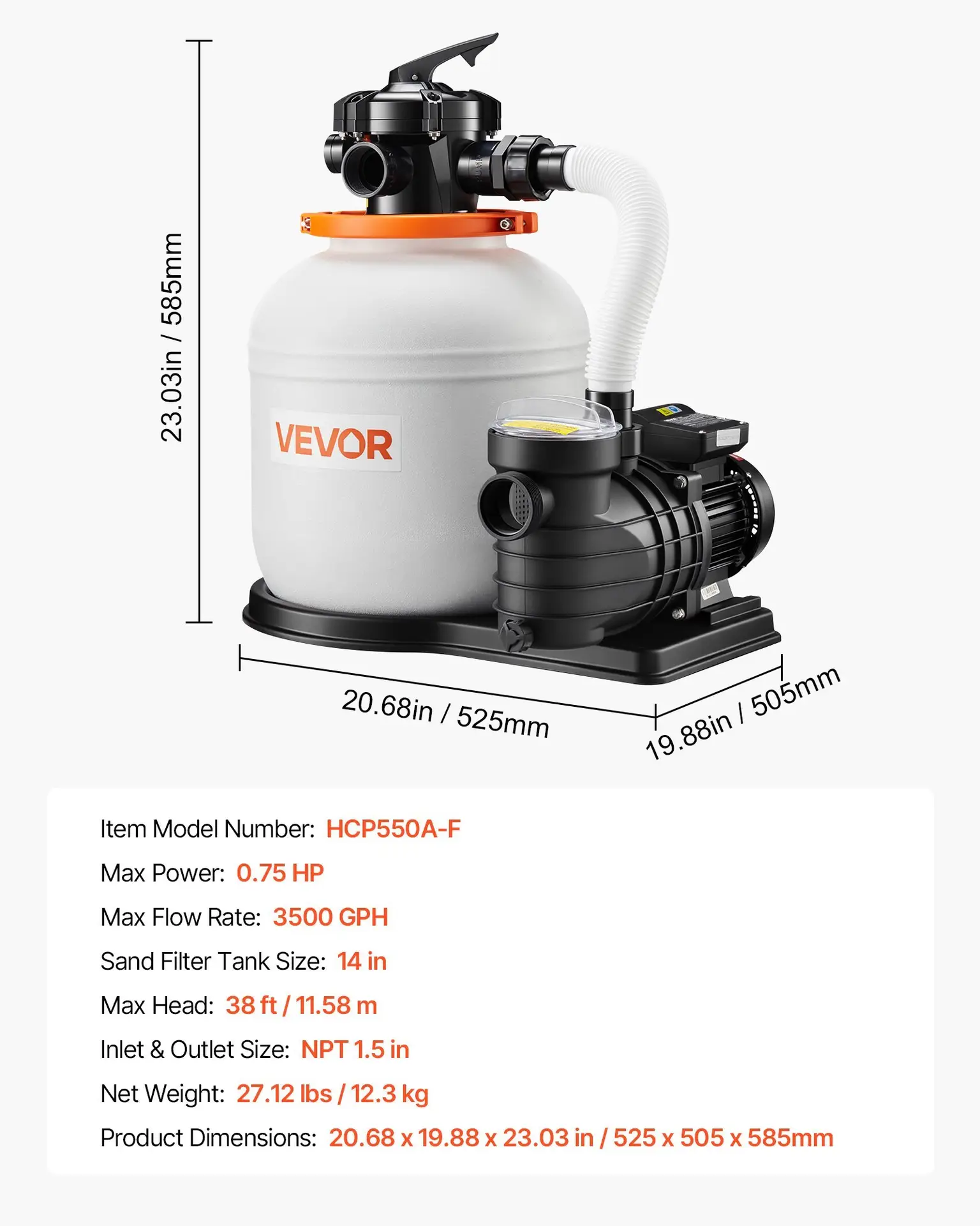 FlashPure Sand Filter Pump, 14 In For Above Ground Pool, 0.75 HP 3500 GPH, Swimming Pool Filter System With Timer, 6X Faster Filtration, Media Installed, Leak-Resistant, Ready To Use Out Of Box - Image 6