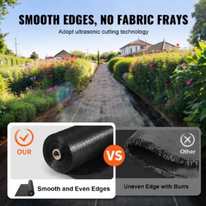 VEVOR 13FTx108FT Premium Heavy Duty Weed Barrier Landscape Fabric, 5OZ Woven Geotextile Fabric Under Gravel, High Permeability For Weed Blocker Weed Mat, Driveway Fabric, Weed Control Garden Cloth - Image 7