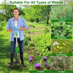 1Pc Aluminum Weed Puller Stand Up Weeder Without Bending Kneeling Manual Weed Remover Tool With 4 Claws For Lawn Yard Garden Patio - Image 10