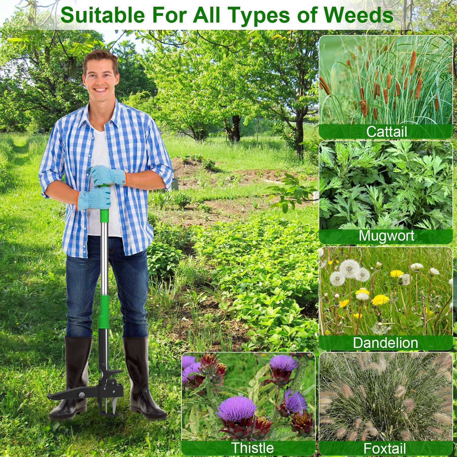 1Pc Aluminum Weed Puller Stand Up Weeder Without Bending Kneeling Manual Weed Remover Tool With 4 Claws For Lawn Yard Garden Patio - Image 10