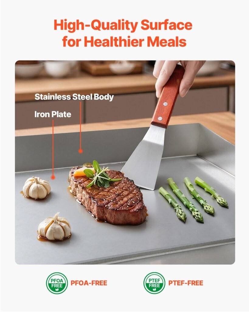 Commercial Electric Griddle, 13.98 X 11.81 Inch, 1750W, 122-570°F Adjustable Temp Control, Stainless Steel Countertop Flat Top Grill With 2 Spatulas And 2 Brushes, For Steak, Pancake, Squid