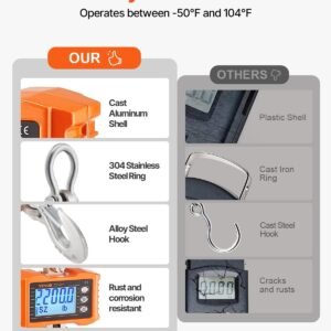 Digital Crane Scale Industrial Hanging Scale 2200 Lbs/1000 Kg Heavy Duty Scale - Image 5